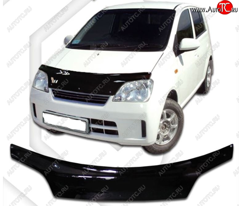 2 099 р. Дефлектор капота (кузов L250S, L250V, L260S) CA-Plastic  Daihatsu Mira (2003-2007) (Classic черный, Без надписи)  с доставкой в г. Йошкар-Ола