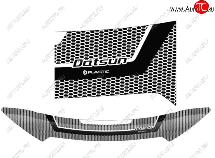 2 289 р. Дефлектор капота CA-Plastiс  Datsun on-DO (2014-2019) седан дорестайлинг (Серия Art серебро)  с доставкой в г. Йошкар-Ола