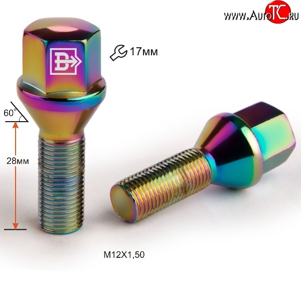 130 р. Колёсный болт длиной 28 мм Вектор M12 1.5 28 под гаечный ключ (пос.место: конус)    с доставкой в г. Йошкар-Ола