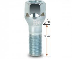 Колёсный болт длиной 27 мм Вектор M12 1.25 27 под гаечный ключ ВИС 2346 фургон, рестайлинг (2021-2025) 