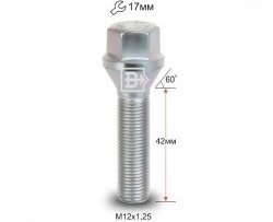 Колёсный болт длиной 42 мм Вектор M12 1.25 42 под гаечный ключ ВИС 2346 фургон, рестайлинг (2021-2025) 