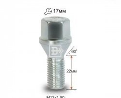 Колёсный болт длиной 22 мм Вектор M12 1.5 22 под гаечный ключ SAAB 9-3 YS3F универсал дорестайлинг (2003-2007) 