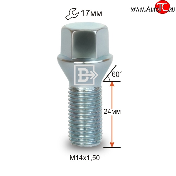 79 р. Колёсный болт длиной 24 мм Вектор M14 1.5 24 под гаечный ключ Audi A4 B5 8D5 универсал 2-ой рестайлинг (1999-2001)