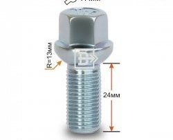 Колёсный болт длиной 24 мм Вектор (облегчённый) M14 1.5 24 под гаечный ключ Audi A3 8PA хэтчбэк 5 дв. дорестайлинг (2003-2005) 