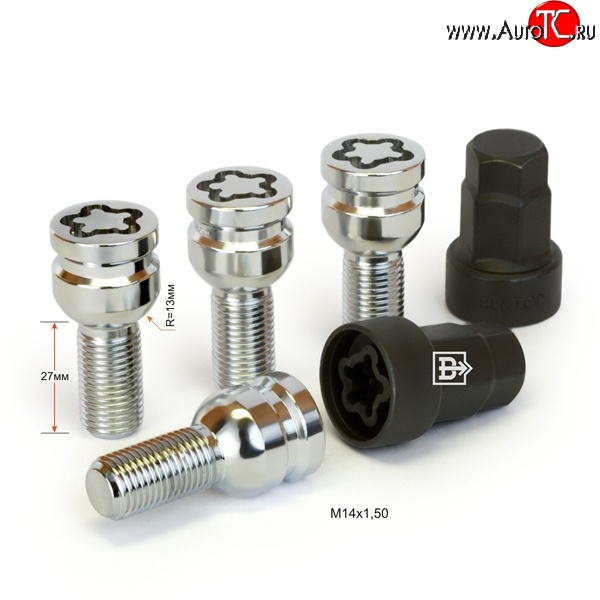 1 799 р. Колёсный болт длиной 27 мм Вектор M14 1.5 27 секретка (комплект) (пос. место: сфера)    с доставкой в г. Йошкар-Ола