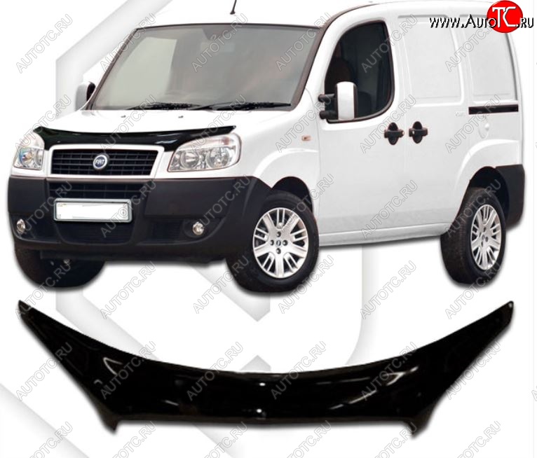 2 369 р. Дефлектор капота CA-Plastiс exclusive  Fiat Doblo  223 (2005-2016) рестайлинг (Classic черный, Без надписи)  с доставкой в г. Йошкар-Ола