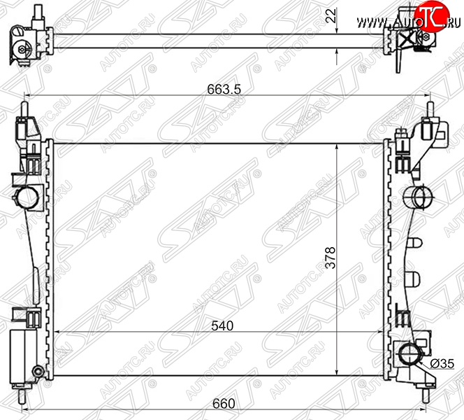 5 699 р. Радиатор двигателя SAT (трубчатый, 1.0/1.2/1.4/1.6, МКПП/АКПП) Opel Corsa D   дорестайлинг, хэтчбэк 5 дв. (2006-2010)  с доставкой в г. Йошкар-Ола