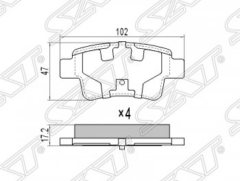 669 р. Колодки тормозные SAT (задние) Fiat Grande Punto (2012-2025)  с доставкой в г. Йошкар-Ола. Увеличить фотографию 1