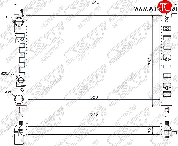 6 299 р. Радиатор двигателя SAT (пластинчатый, МКПП) Fiat Palio 178 хэтчбэк 5 дв. дорестайлинг (1996-2003)  с доставкой в г. Йошкар-Ола