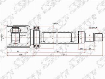 Шрус (внутренний/правый) SAT (23*23*40 мм, для двигателя: 1.6Л бензин) Ford Focus 2 хэтчбэк 3 дв. дорестайлинг (2004-2007)