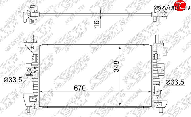 7 799 р. Радиатор двигателя SAT (пластинчатый, 1.6/1.8/2.0, МКПП/АКПП) Ford C-max Mk2 дорестайлинг (2010-2015)  с доставкой в г. Йошкар-Ола