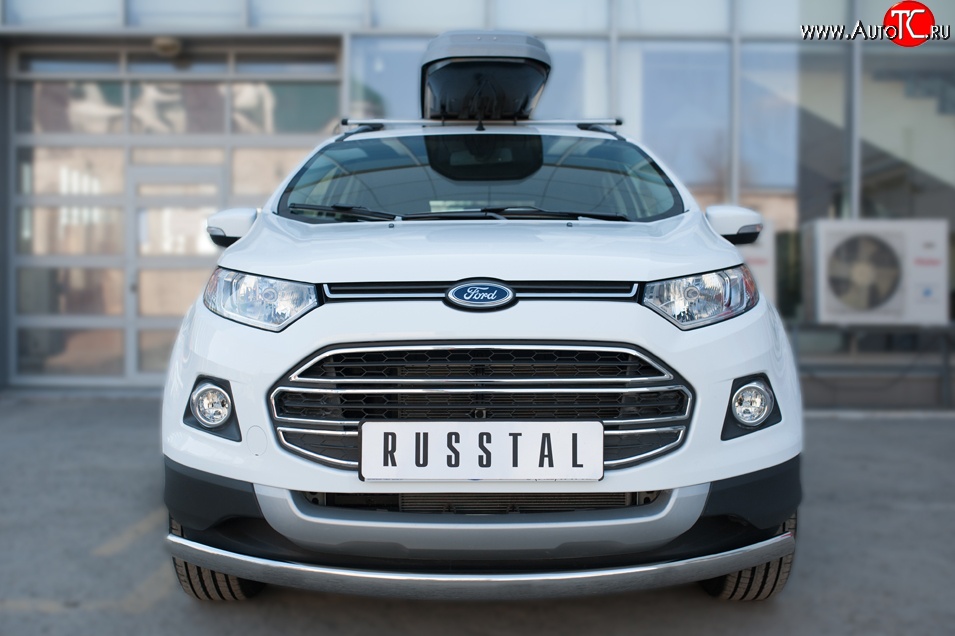 15 649 р. Защита переднего бампера (Ø75х42 мм, нержавейка) Russtal Ford EcoSport дорестайлинг (2013-2019)  с доставкой в г. Йошкар-Ола