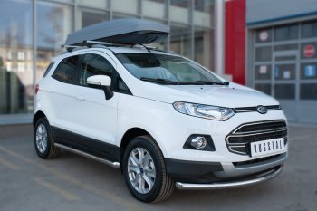 18 799 р. Защита порогов (труба D63 мм) SLITKOFF  Ford EcoSport (2013-2019) дорестайлинг (Защита порогов с заглушками на торцах (вариант 2))  с доставкой в г. Йошкар-Ола. Увеличить фотографию 3