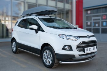 9 999 р. Защита порогов (труба D63 мм) SLITKOFF  Ford EcoSport (2013-2019) дорестайлинг (Защита порогов с закругленными торцами (вариант 3))  с доставкой в г. Йошкар-Ола. Увеличить фотографию 3