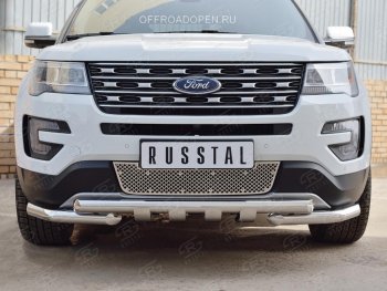 3 689 р. Решетка радиатора Russtal лист Ford Explorer U502 1-ый рестайлинг, 5 дв. (2015-2018) (Неокрашенная)  с доставкой в г. Йошкар-Ола. Увеличить фотографию 2