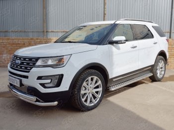 22 949 р. Защита переднего бампера (2 трубыØ63 и 75х42 мм, нержавейка) Russtal Ford Explorer U502 1-ый рестайлинг, 5 дв. (2015-2018)  с доставкой в г. Йошкар-Ола. Увеличить фотографию 3