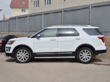 21 999 р. Защита порогов из круглой трубы d63 мм SLITKOFF v3 Ford Explorer U502 1-ый рестайлинг, 5 дв. (2015-2018)  с доставкой в г. Йошкар-Ола. Увеличить фотографию 2