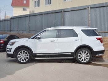 25 849 р. Широкая защита порогов с трубой d42 мм SLITKOFF v2  Ford Explorer  U502 (2015-2019) 1-ый рестайлинг, 5 дв., 2-ой рестайлинг, 5 дв.  с доставкой в г. Йошкар-Ола. Увеличить фотографию 3