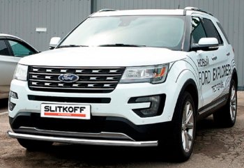 Защита переднего бампера Slitkoff (Ø 57 мм). Ford (Форд) Explorer (Експлорер)  U502 (2017-2019) U502 2-ой рестайлинг, 5 дв.