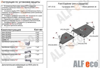 4 499 р. Защита КПП и РК (V-4,0; 4,6, 2части) Alfeco  Ford Explorer  U251 (2006-2010) 5 дв. (Сталь 2 мм)  с доставкой в г. Йошкар-Ола. Увеличить фотографию 1