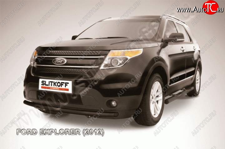 10 499 р. Защита переднего бампера d57 Slitkoff Ford Explorer U502 дорестайлинг (2010-2016) (Цвет: серебристый)  с доставкой в г. Йошкар-Ола