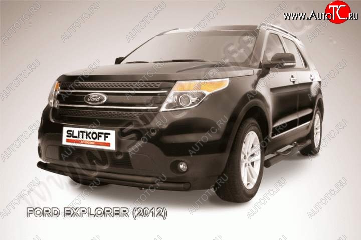 11 849 р. Защита переднего бампера d57/d57 Slitkoff  Ford Explorer  U502 (2010-2016) дорестайлинг (Цвет: серебристый)  с доставкой в г. Йошкар-Ола