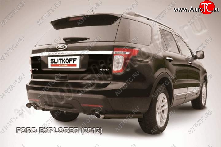 8 599 р. Защита заднего бампера из уголков d57 Slitkoff Ford Explorer U502 дорестайлинг (2010-2016) (Цвет: серебристый)  с доставкой в г. Йошкар-Ола