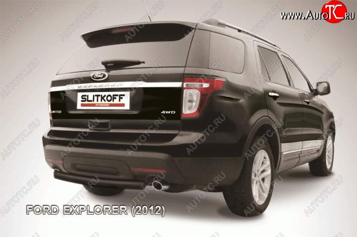 9 849 р. Защита заднего бампера d76 Slitkoff Ford Explorer U502 дорестайлинг (2010-2016) (Цвет: серебристый)  с доставкой в г. Йошкар-Ола