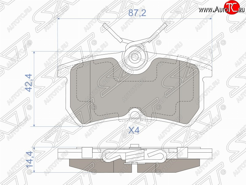 1 089 р. Колодки тормозные задние SAT  Ford Fiesta  5 - Focus  1  с доставкой в г. Йошкар-Ола