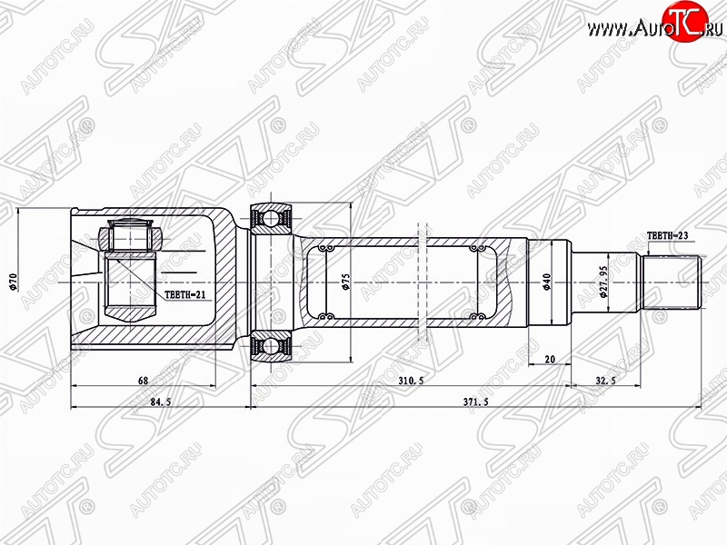 4 199 р. Шрус SAT (внутренний, 21*23*40 мм)  Ford Fusion  1 (2002-2012) хэтчбэк дорестайлинг,  рестайлинг, хэтчбэк  с доставкой в г. Йошкар-Ола