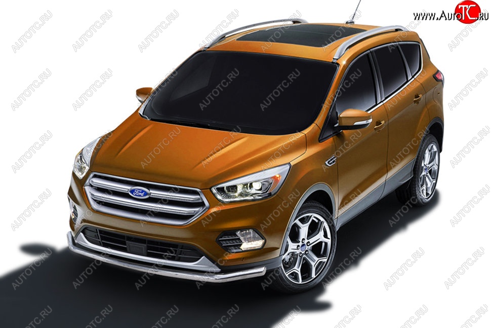 10 999 р. Защита заднего бампера Slitkoff (d57)  Ford Kuga  2 (2016-2019) рестайлинг (Нержавейка, Полированная)  с доставкой в г. Йошкар-Ола