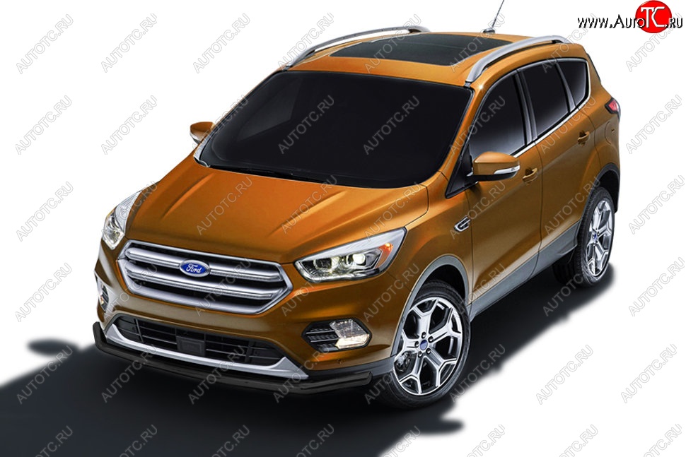 6 899 р. Защита заднего бампера Slitkoff (d57)  Ford Kuga  2 (2016-2019) рестайлинг (Сталь с полимерным покрытием. Цвет: чёрный)  с доставкой в г. Йошкар-Ола