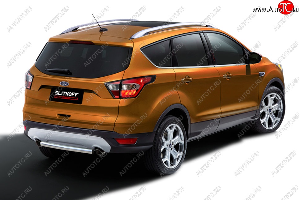 6 499 р. Защита заднего бампера Slitkoff (d57, короткая)  Ford Kuga  2 (2016-2019) рестайлинг (Нержавейка, Без окраски)  с доставкой в г. Йошкар-Ола