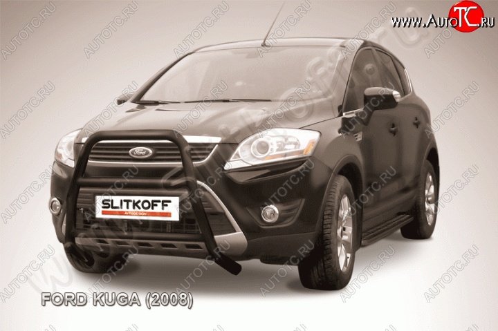 18 399 р. Кенгурятник d57 Slitkoff (высокий, с перемычками) Ford Kuga 1 (2008-2013) (Цвет: серебристый)  с доставкой в г. Йошкар-Ола