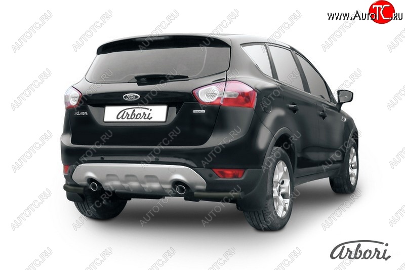 7 019 р. Защита заднего бампера Arbori (уголки, черная, 1 труба d57 mm). Ford Kuga 1 (2008-2013)  с доставкой в г. Йошкар-Ола