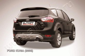 Защита заднего бампера d57 Slitkoff (d57, черная, короткая) Ford Kuga 1 (2008-2013)