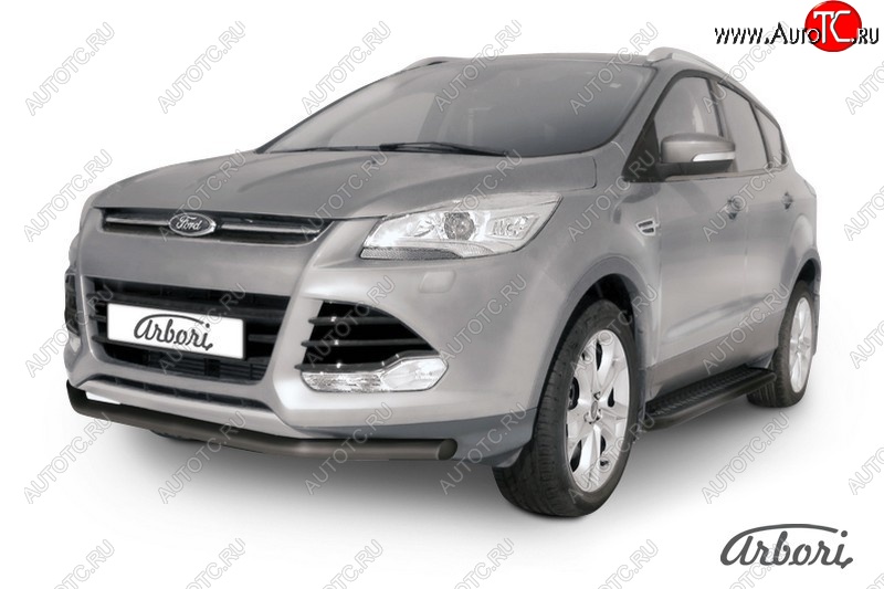 7 019 р. Защита переднего бампера Arbori (черная, 1 труба d57 mm). Ford Kuga 2 дорестайлинг (2013-2016)  с доставкой в г. Йошкар-Ола