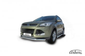 13 319 р. Защита переднего бампера Arbori (нержавейка, 1 труба d76 mm) Ford Kuga 2 дорестайлинг (2013-2016)  с доставкой в г. Йошкар-Ола. Увеличить фотографию 2