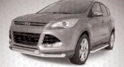 Двойная защита переднего бампера из двух труб диаметром 76 и 57 мм Slitkoff Ford Kuga 2 дорестайлинг (2013-2016)