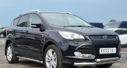 13 849 р. Защита порогов из круглой трубы диаметром 63 мм Russtal Ford Kuga 2 дорестайлинг (2013-2016) (Защита порогов с со скосами на торцах (вариант 1))  с доставкой в г. Йошкар-Ола. Увеличить фотографию 2