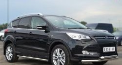 13 849 р. Защита порогов из круглой трубы диаметром 63 мм Russtal Ford Kuga 2 дорестайлинг (2013-2016) (Защита порогов с со скосами на торцах (вариант 1))  с доставкой в г. Йошкар-Ола. Увеличить фотографию 7