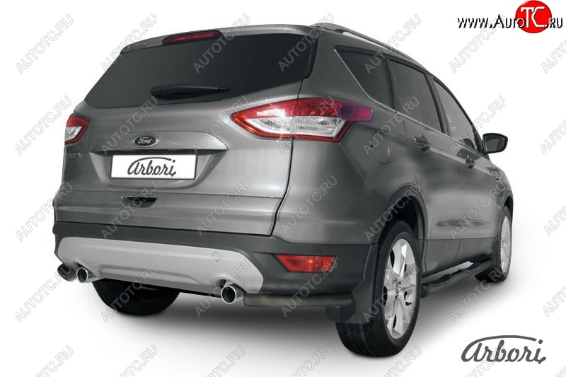 5 399 р. Защита заднего бампера Arbori (уголки, черная, 1 труба d57 mm). Ford Kuga 2 дорестайлинг (2013-2016)  с доставкой в г. Йошкар-Ола