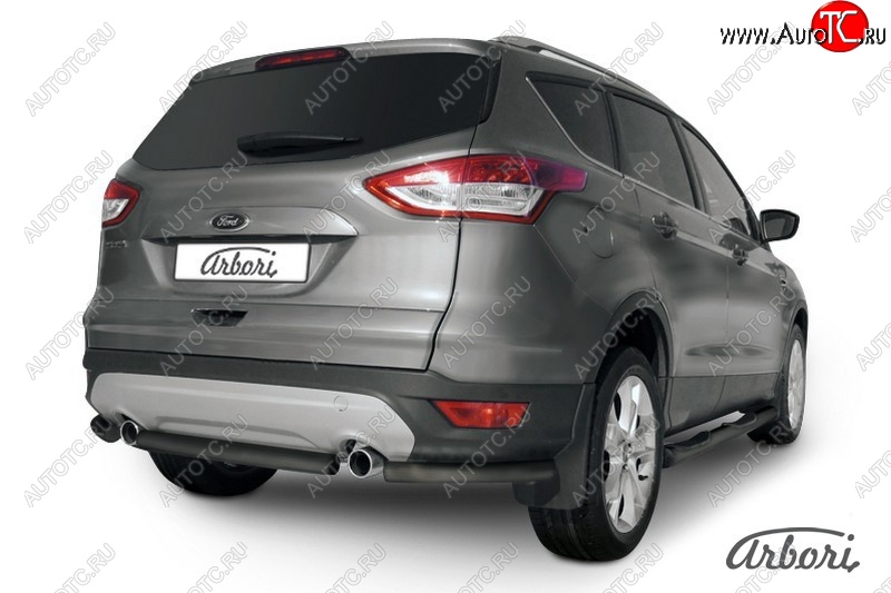 5 399 р. Защита заднего бампера Arbori (черная, 1 труба d57 mm). Ford Kuga 2 дорестайлинг (2013-2016)  с доставкой в г. Йошкар-Ола