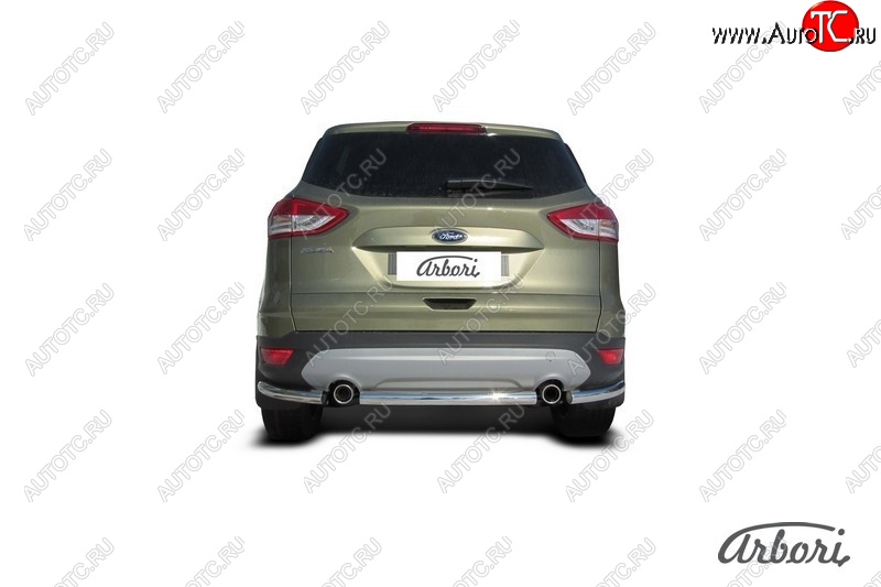 6 389 р. Защита заднего бампера Arbori (нержавейка, 1 труба d57 mm). Ford Kuga 2 дорестайлинг (2013-2016)  с доставкой в г. Йошкар-Ола