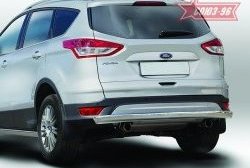 Защита заднего бампера из овальной трубы Souz-96 Long (в 75х42) Ford Kuga 2 дорестайлинг (2013-2016)