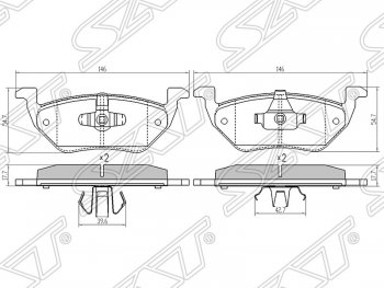 1 299 р. Колодки тормозные задние SAT  Ford Maverick  TM1 (2004-2007), Mazda Tribute (2000-2007)  с доставкой в г. Йошкар-Ола. Увеличить фотографию 1