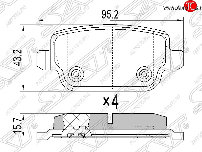 839 р. Колодки тормозные SAT (задние)  Ford Mondeo (2007-2014) Mk4,BD дорестайлинг, седан, Mk4,DG дорестайлинг, универсал, Mk4,BD рестайлинг, седан, Mk4,DG рестайлинг, универсал  с доставкой в г. Йошкар-Ола