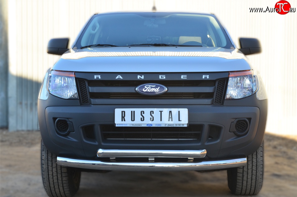 26 999 р. Защита переднего бампера (2 трубыØ76 и 63 мм, нержавейка) SLITKOFF Ford Ranger DoubleCab дорестайлинг (2011-2016)  с доставкой в г. Йошкар-Ола