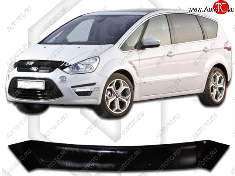 1 899 р. Дефлектор капота CA-Plastiс  Ford S-Max  1 (2010-2015) рестайлинг (Classic черный, Без надписи)  с доставкой в г. Йошкар-Ола