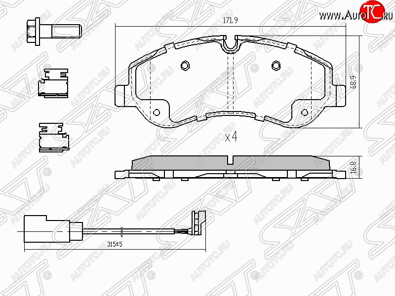 1 789 р. Колодки тормозные (передние) SAT Ford Transit цельнометаллический фургон (2014-2022)  с доставкой в г. Йошкар-Ола